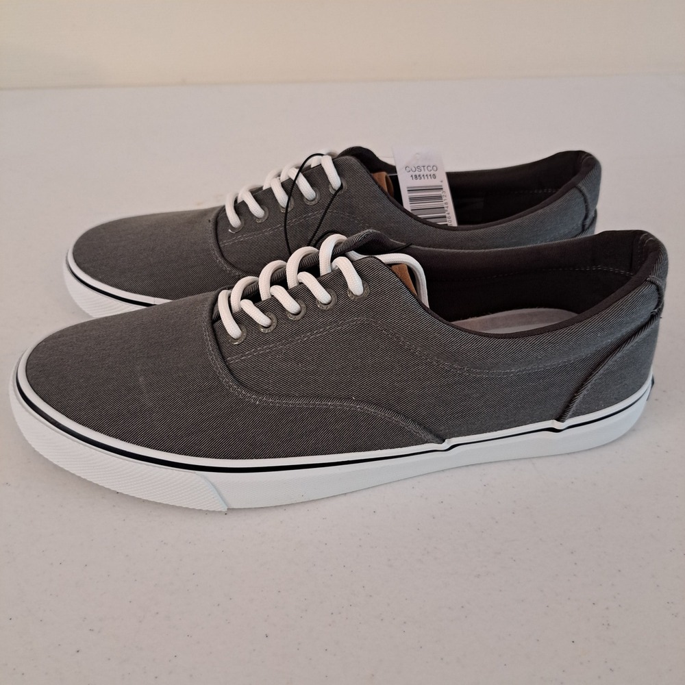 IZOD Rangley Sneaker Mens 11 Gray New Canvas Lace Up Memory Foam 1222-420